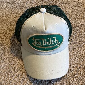 BRAND NEW Von Dutch Cream and Green Logo Trucker Hat